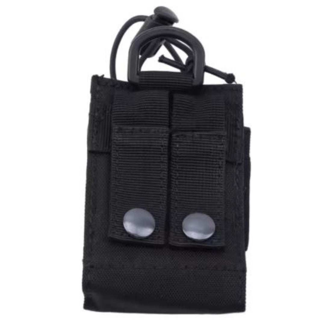 Universal tactical radio holsterUniversal tactical radio holster for Handhelds Walkie TalkiesMOLLE system compatible, easy attach this radio holster to any of your molle tactical vest, backpack, duty belt and other equipment to use for additional storage andRange Gear